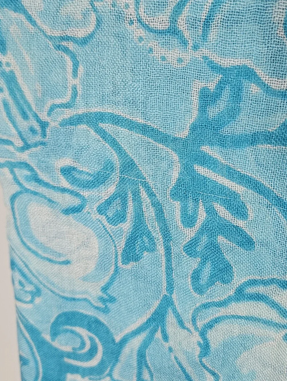 Lilly Pulitzer Murfee Scarf Silk Cashmere Aries Print Blue Green Cream 28×82